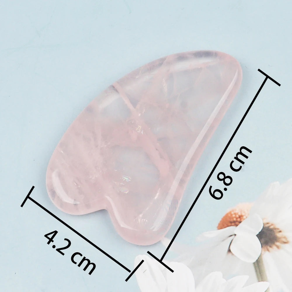 Rose Quartz-Style Gua Sha Facial Stone with Pouch