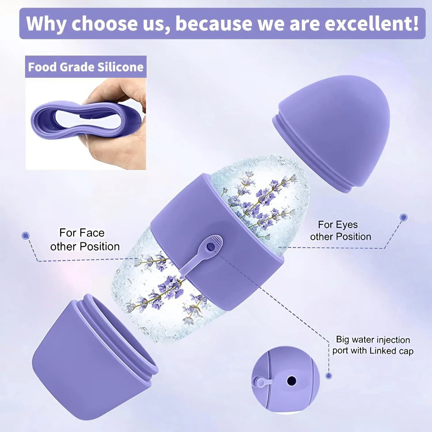Silicone Ice Face Roller — Facial Massage & Cooling Tool for De-Puffing